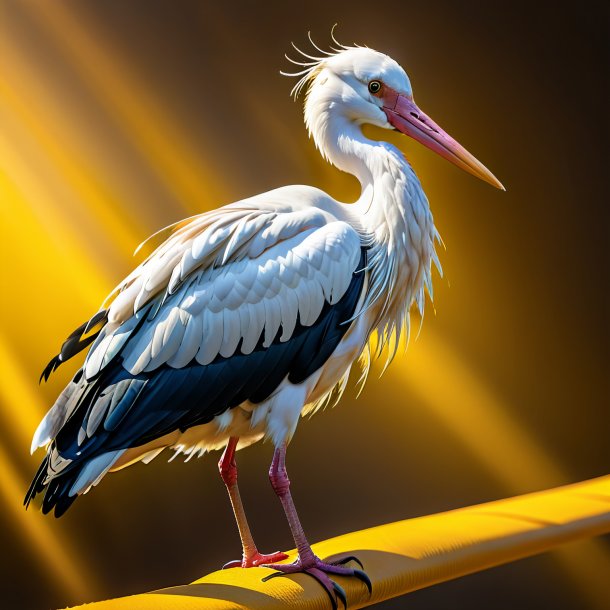 Image of a stork in a yellow belt