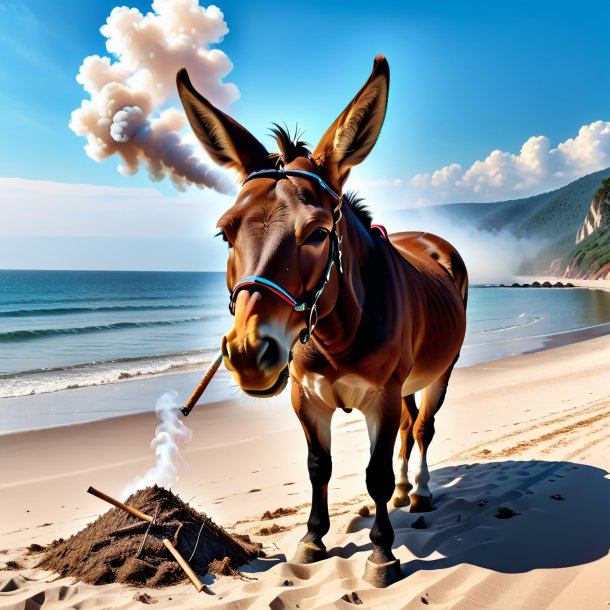 Photo of a smoking of a mule on the beach