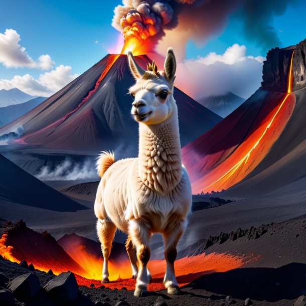 Pic d'un jeu de lama dans le volcan