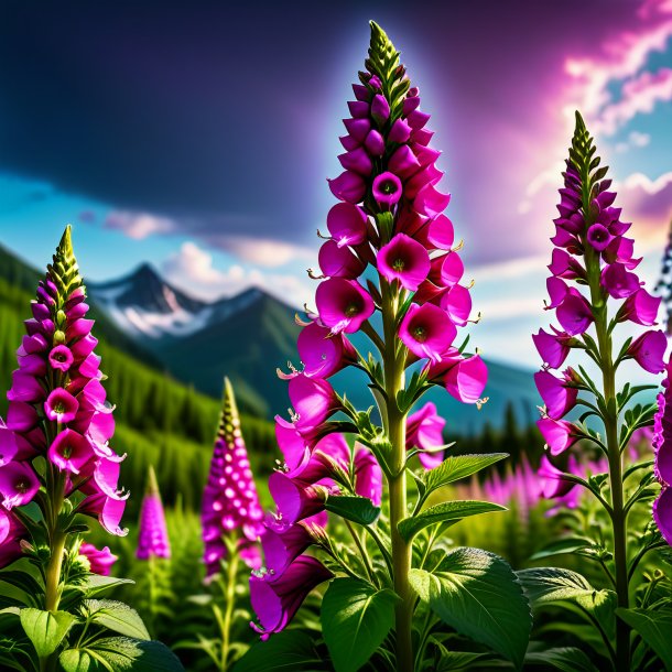 Clipart of a magenta foxglove