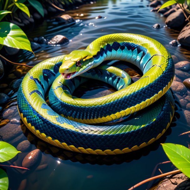 Imagen de una serpiente en un cinturón en el río