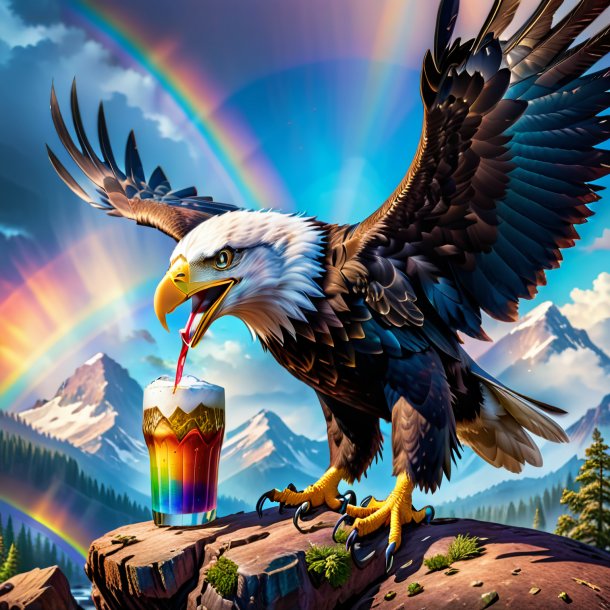 Image of a drinking of a eagle on the rainbow