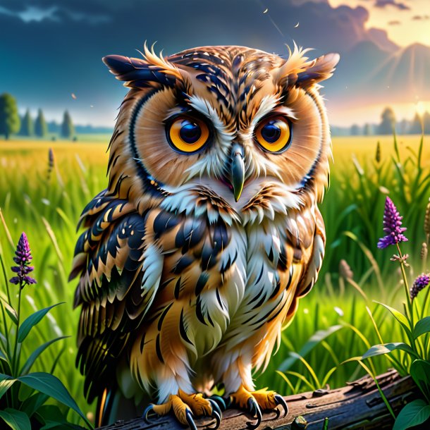 Picture of a crying of a owl in the meadow