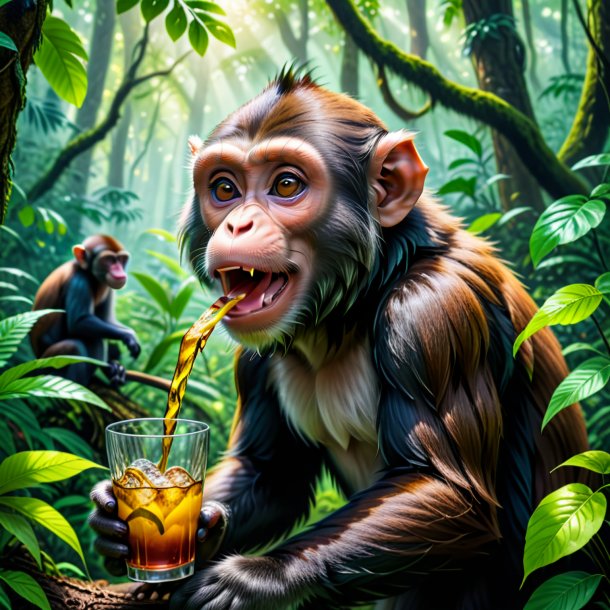 Image of a drinking of a monkey in the forest