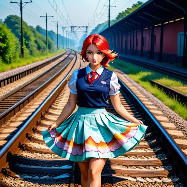 Pic of a carp in a skirt on the railway tracks