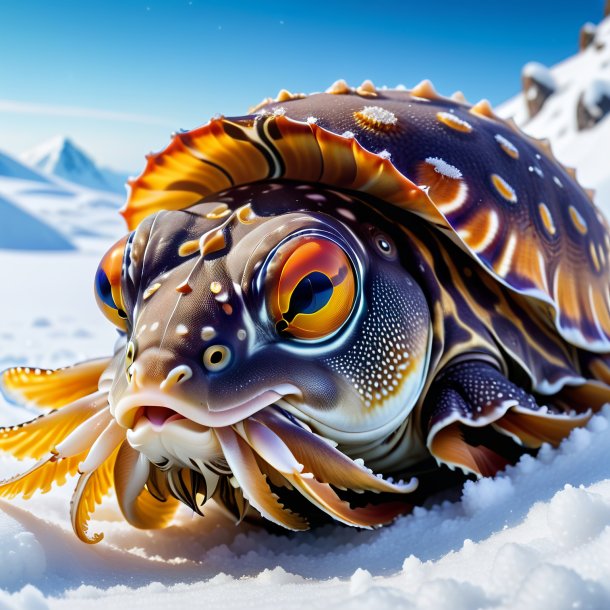 Pic of a sleeping of a cuttlefish in the snow