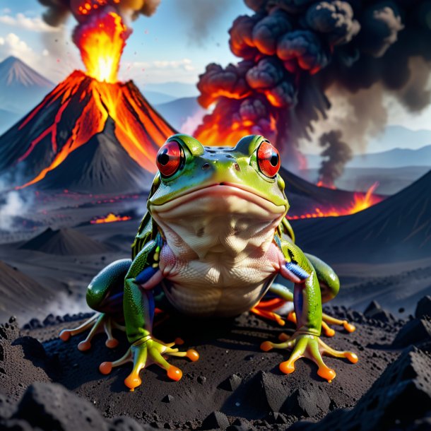 Picture of a angry of a frog in the volcano