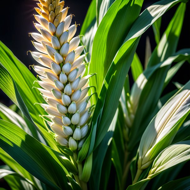 Retrato de una planta de maíz blanco