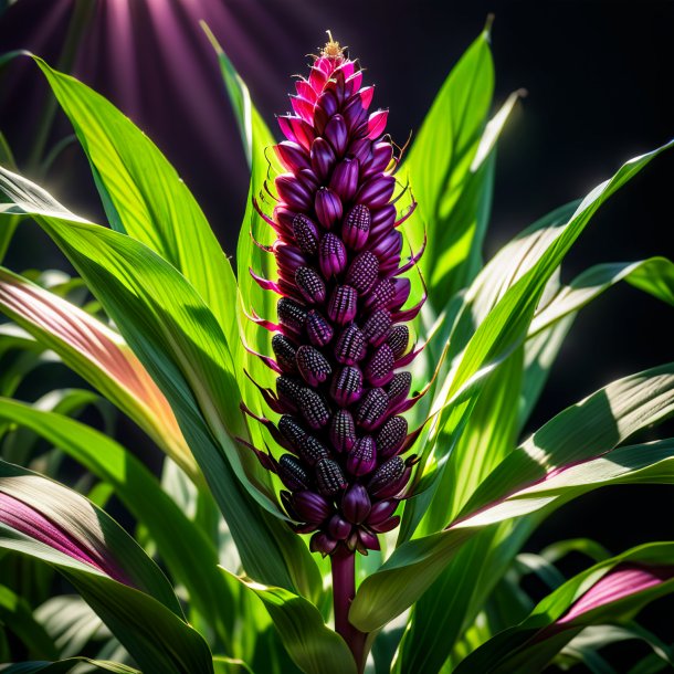 Représentation d'une plante de maïs magenta