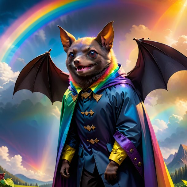 Picture of a bat in a coat on the rainbow