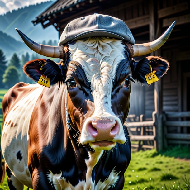 Photo d'une vache dans une casquette grise