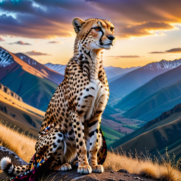 Pic of a cheetah in a dress in the mountains