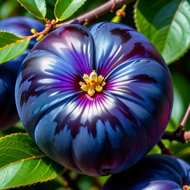 Portrait of a navy blue jamaica plum