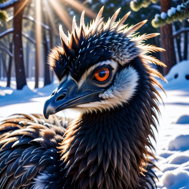 Pic of a sleeping of a emu in the snow