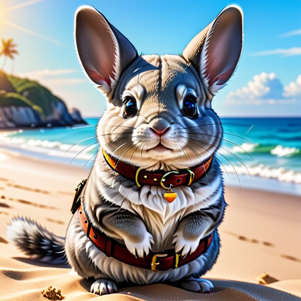 Dibujo de las chinchillas en el cinturón en la playa