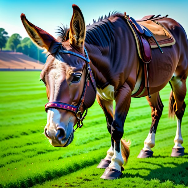 Image of a mule in a shoes on the field