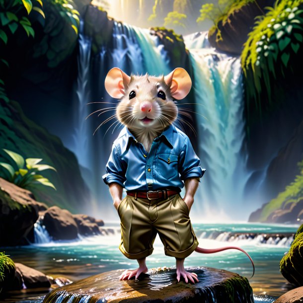 Picture of a rat in a trousers in the waterfall