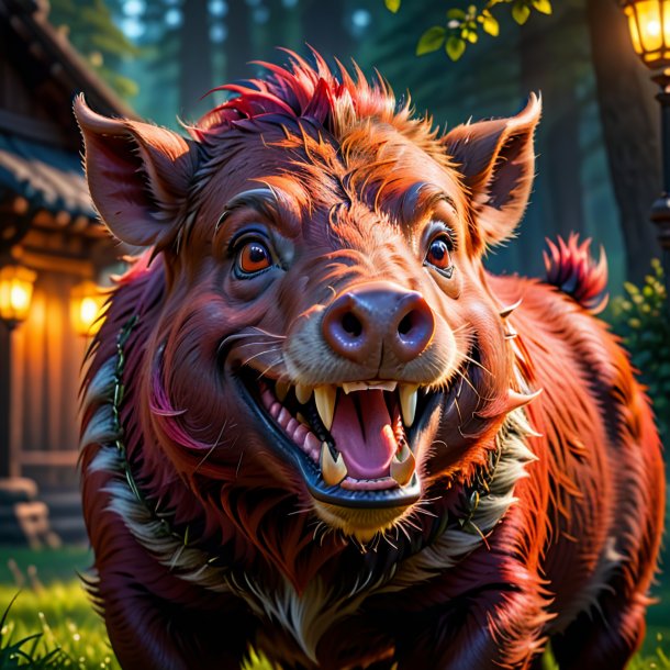 Pic of a red smiling boar