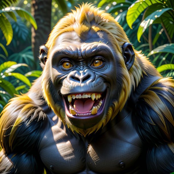 Pic of a yellow smiling gorilla