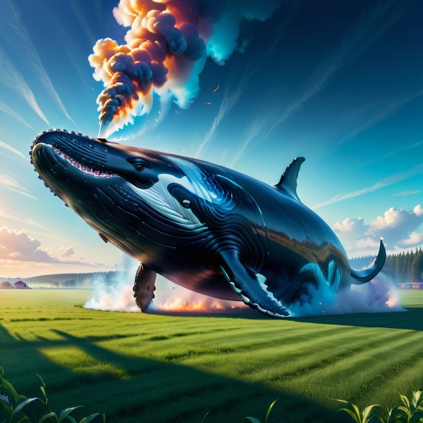 Pic of a smoking of a whale on the field