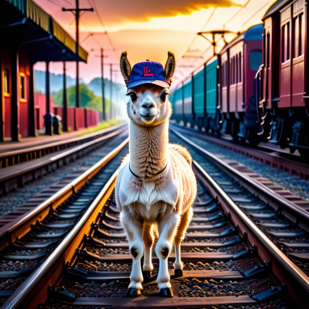 Foto de una llama en una tapa en las vías del tren