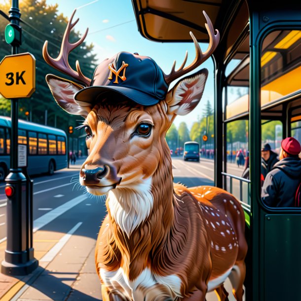 Drawing of a deer in a cap on the bus stop