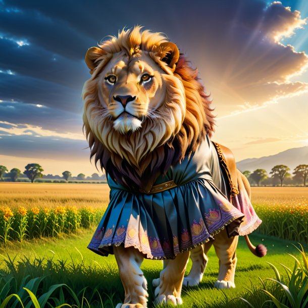 Pic of a lion in a skirt on the field