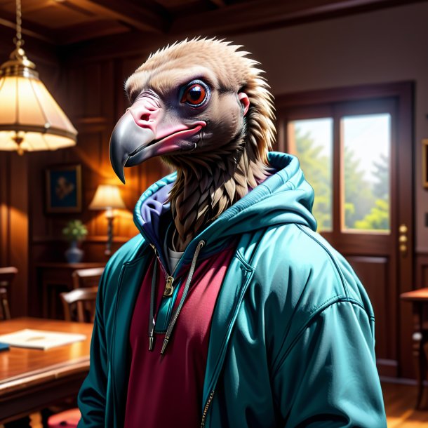 Drawing of a vulture in a hoodie in the house