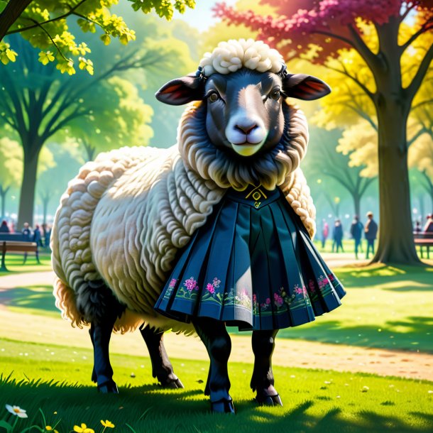 Illustration of a sheep in a skirt in the park