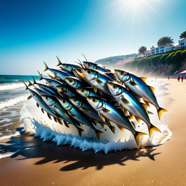 Photo d'un saut d'une sardine sur la plage