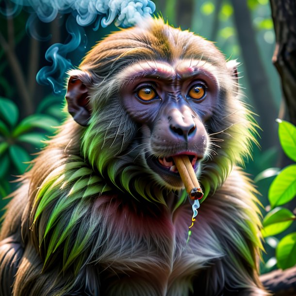 Pic of a lime smoking baboon