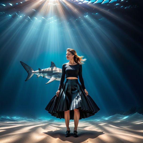 Photo of a shark in a black skirt