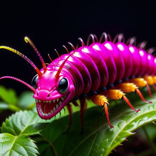 Pic d'un centipede souriant fuchsia