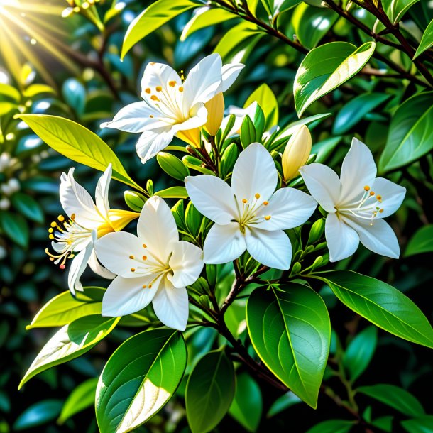 Depicting of a olden jessamine, common white