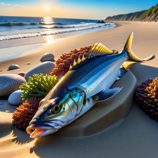 Pic of a resting of a haddock on the beach