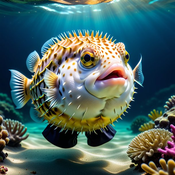 Picture of a pufferfish in a trousers in the water