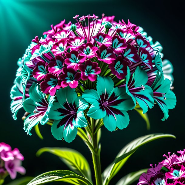 Depiction of a teal sweet william