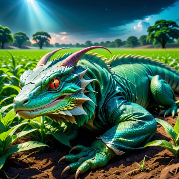 Foto de um sono de um basilisk no campo