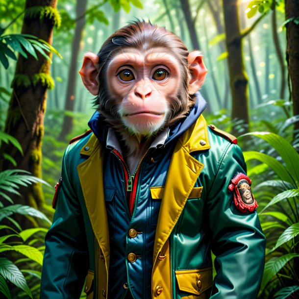 Pic d'un singe dans une veste dans la forêt