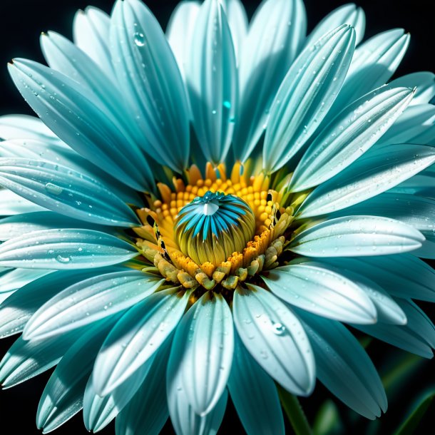 Depiction of a aquamarine daisy, single