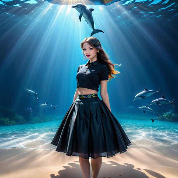 Picture of a dolphin in a black skirt