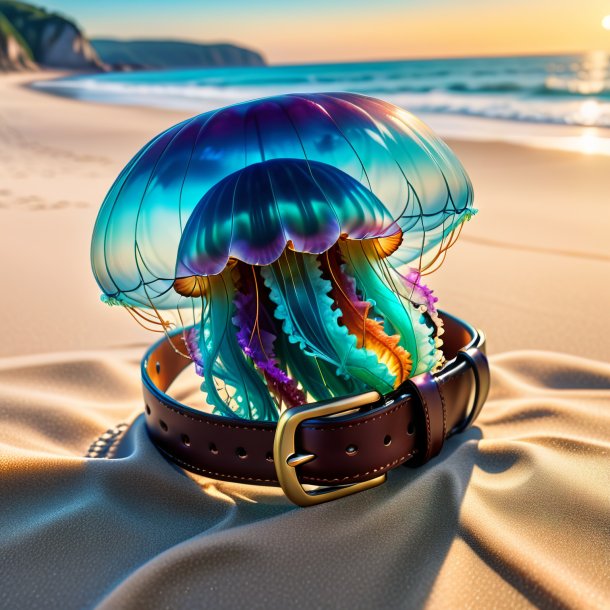 Image d'une méduse dans une ceinture sur la plage