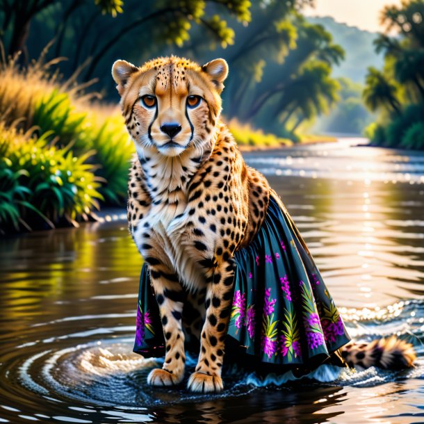 Pic of a cheetah in a skirt in the river