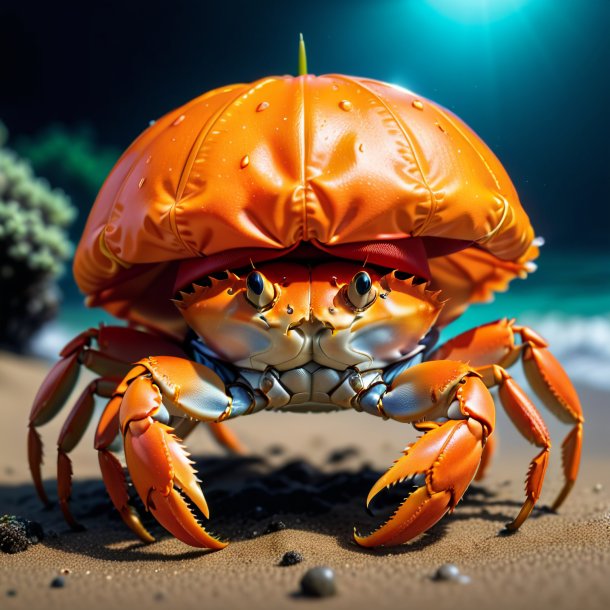 Image of a crab in a orange cap