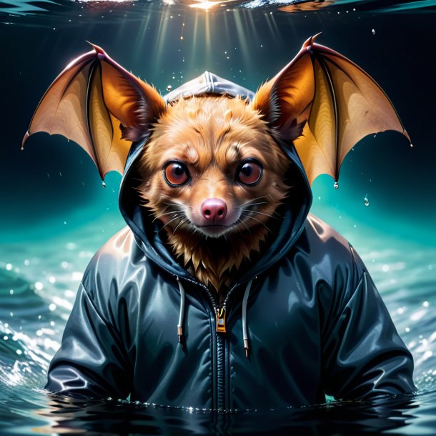 Pic of a bat in a hoodie in the water