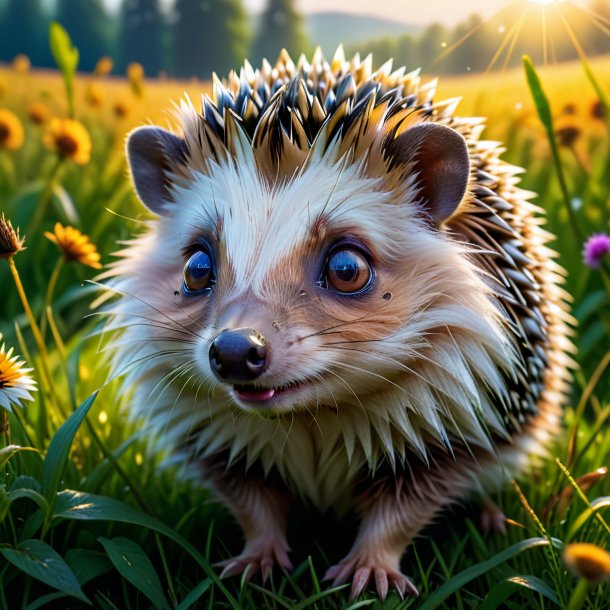 Photo d'un cri d'un hérisson dans la prairie