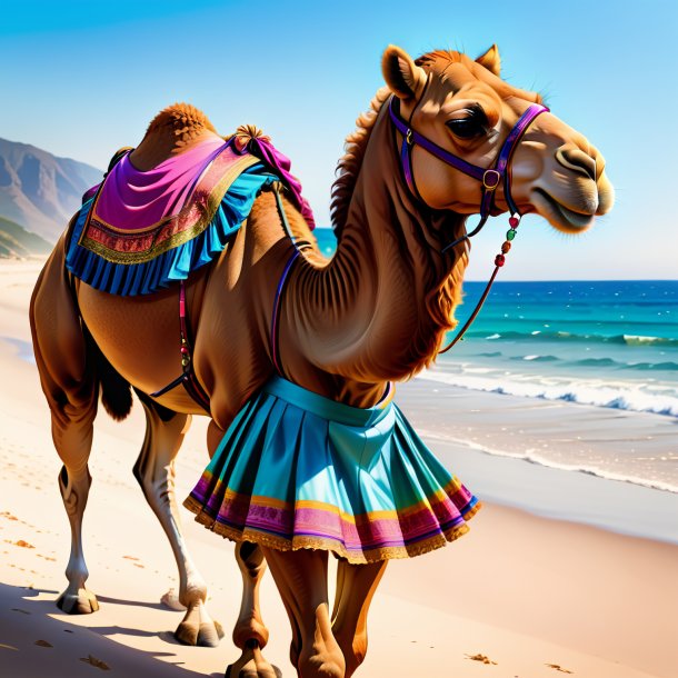 Drawing of a camel in a skirt on the beach