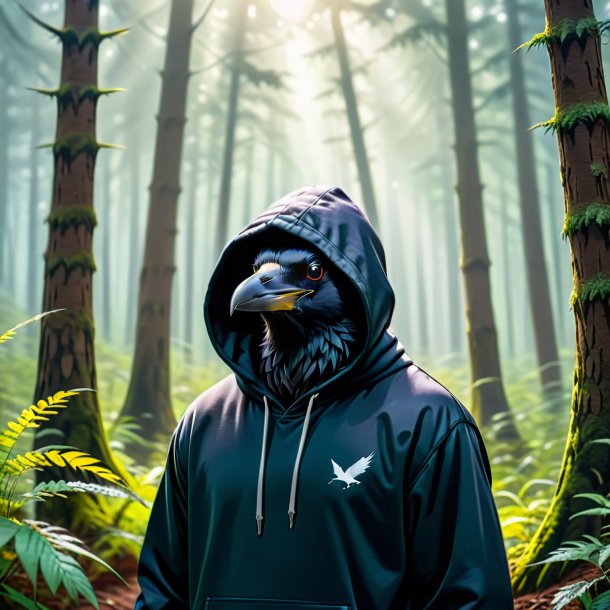 Pic of a crow in a hoodie in the forest