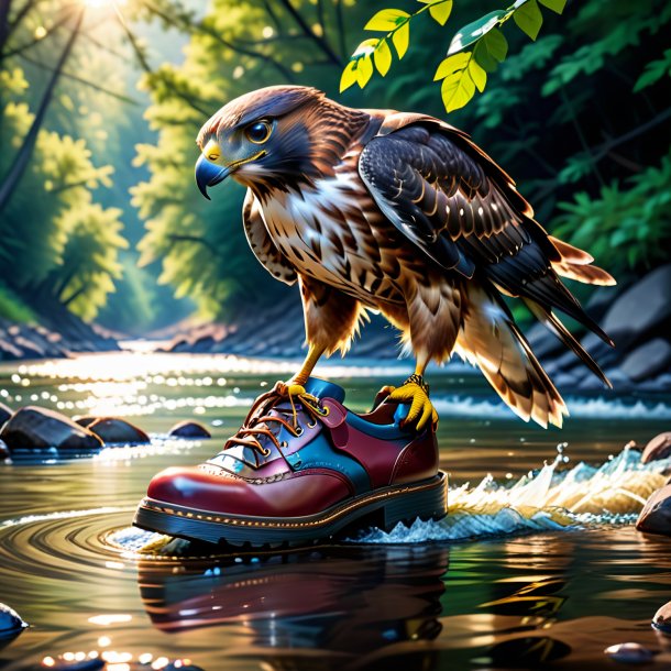 Image of a hawk in a shoes in the river