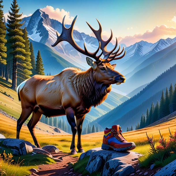 Pic of a elk in a shoes in the mountains